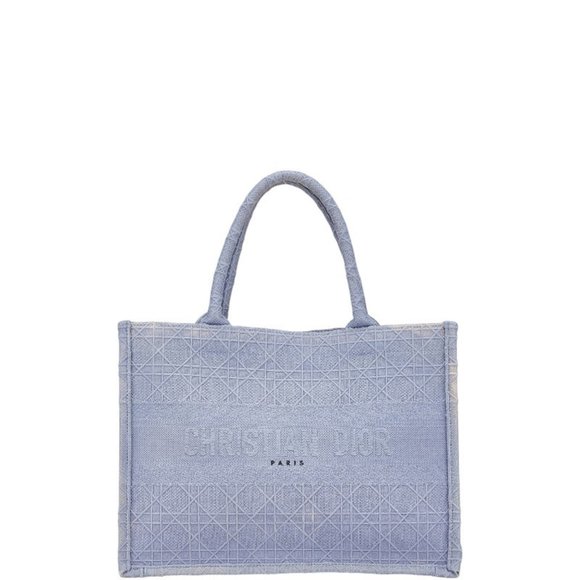 CHRISTIAN DIOR Handbags - Christian Dior Dior Cannage Book Tote Medium Handbag Bag Blue Canvas Women's